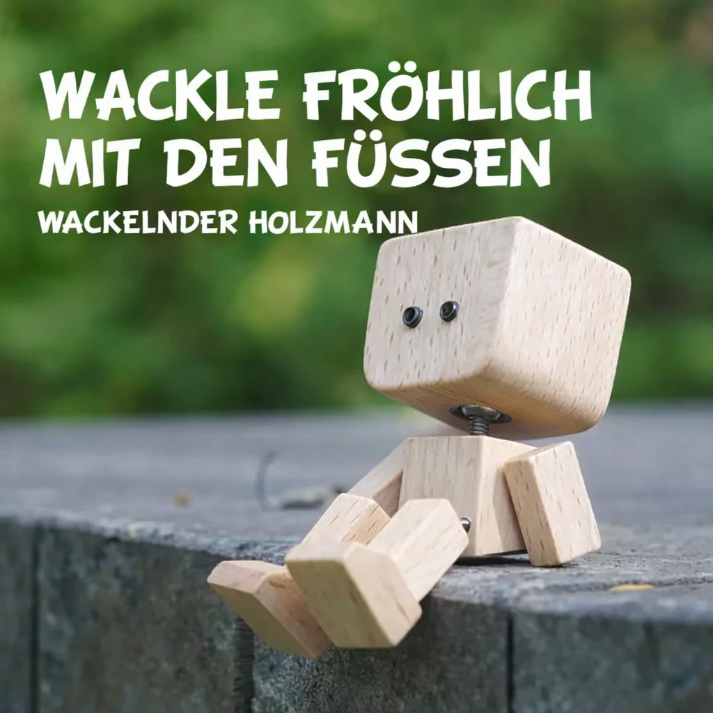 1+1 Gratis - Holz Deko Figur | Bewegliche Wippfunktion | Wechselbare Gesichter | WobbleWood