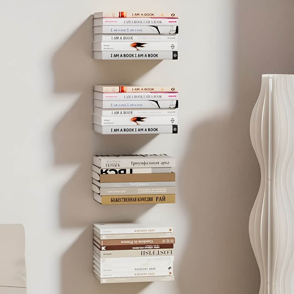 Unsichtbares Schweberegal | Schwebender Bücher Effekt | Robuste Wandhalterung aus Eisen | FloatShelf