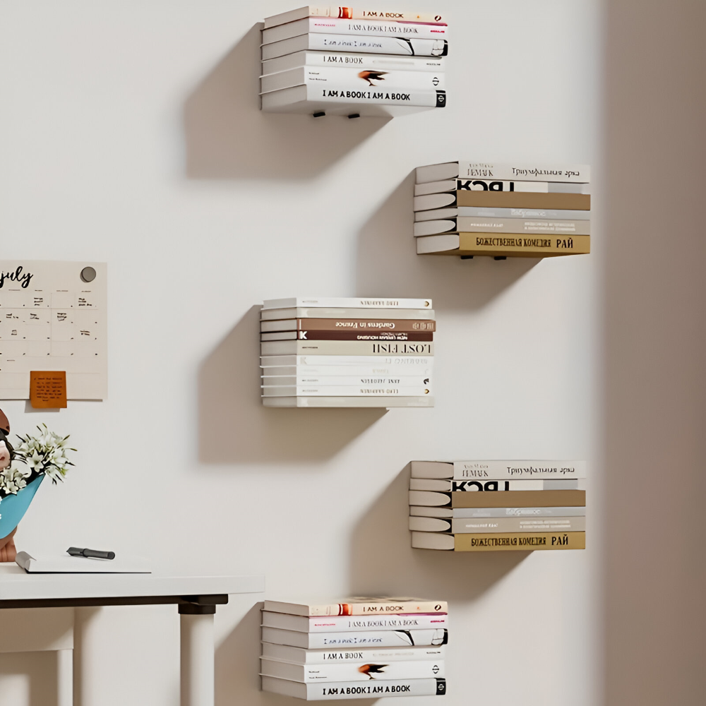 Unsichtbares Schweberegal | Schwebender Bücher Effekt | Robuste Wandhalterung aus Eisen | FloatShelf
