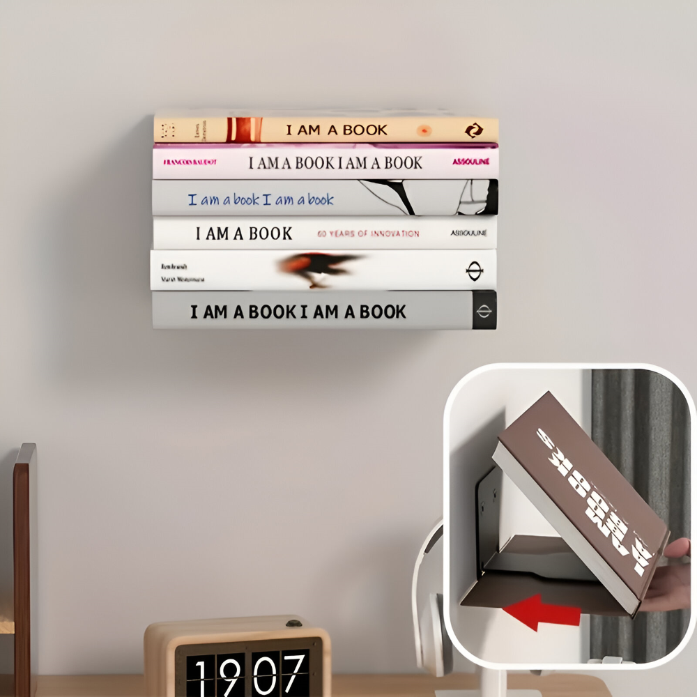 Unsichtbares Schweberegal | Schwebender Bücher Effekt | Robuste Wandhalterung aus Eisen | FloatShelf