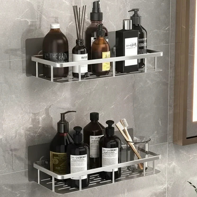 Kleberegal Bad | Bohrfrei  & Edelstahl | Selbstklebend | Mountra