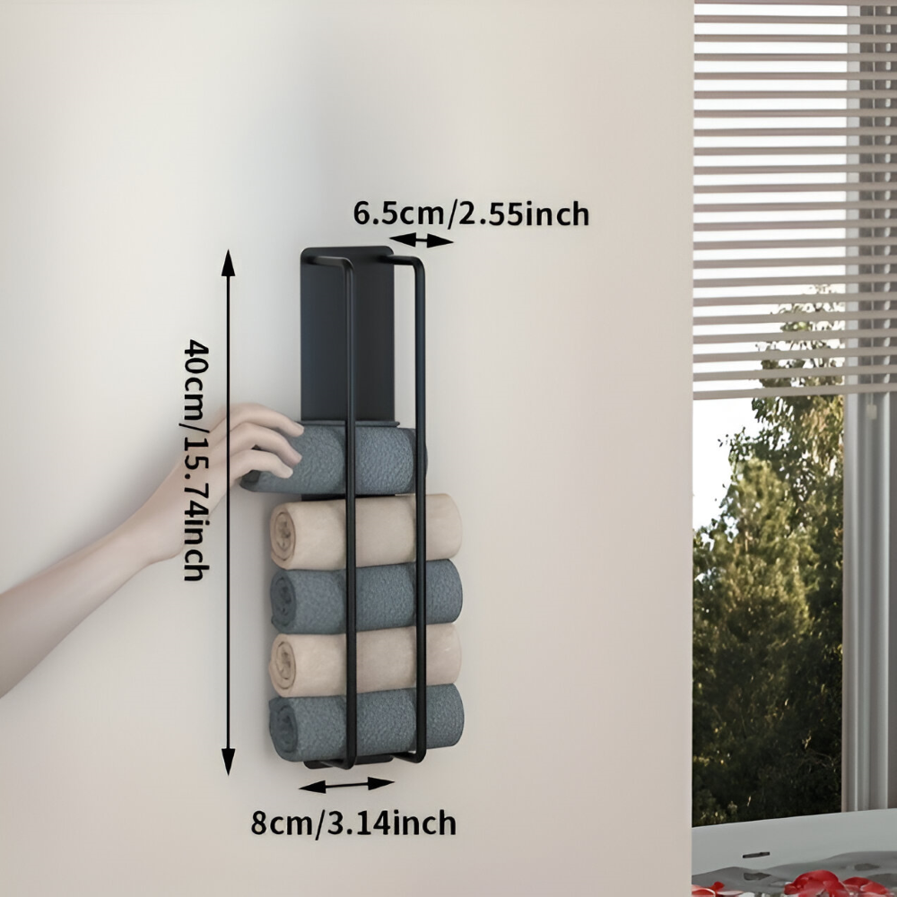 Wandhandtuchhalter | Vertikale Wandaufbewahrung | Offenes Drahtgestell  | TowelStack