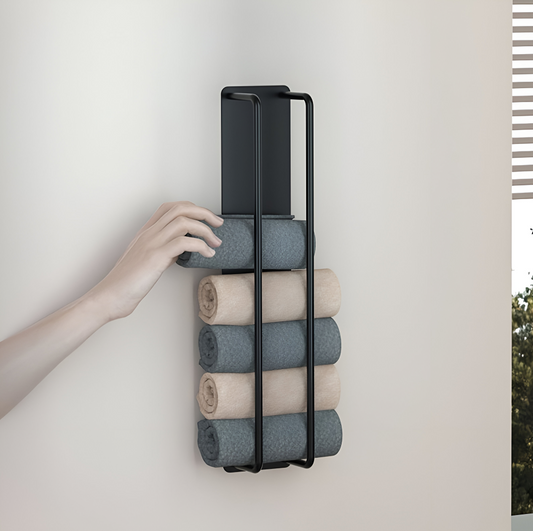 Wandhandtuchhalter | Vertikale Wandaufbewahrung | Offenes Drahtgestell  | TowelStack