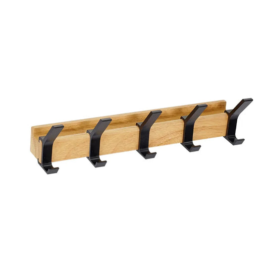 Nordivo Wandgarderobe mit beweglichen Doppelhaken | Skandinavisches Design | Holz & Aluminium | Platzsparend & Modern