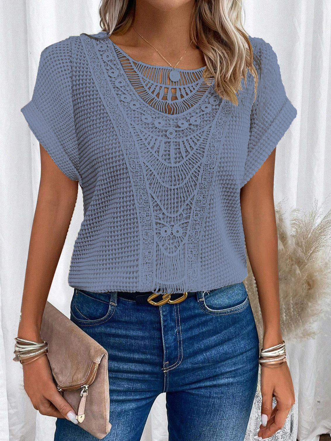 Zarelle – Kurzarm-Top mit Spitzendetails