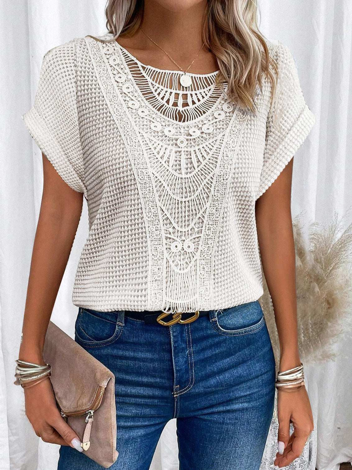 Zarelle – Kurzarm-Top mit Spitzendetails