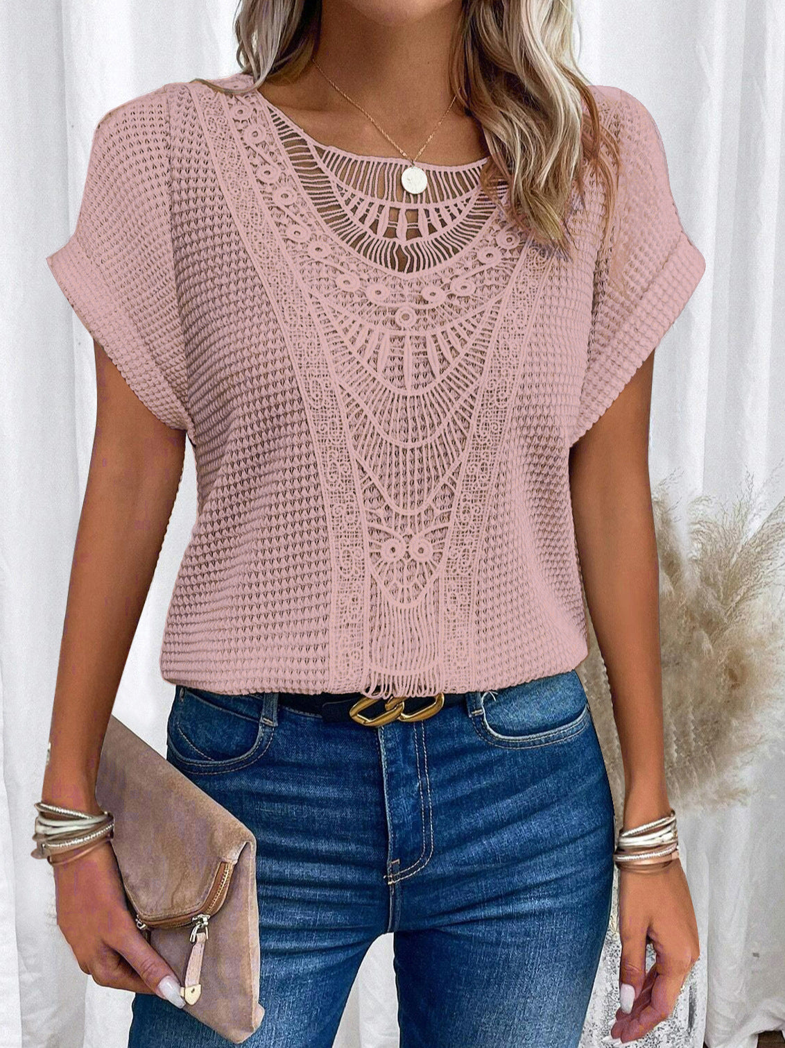 Zarelle – Kurzarm-Top mit Spitzendetails