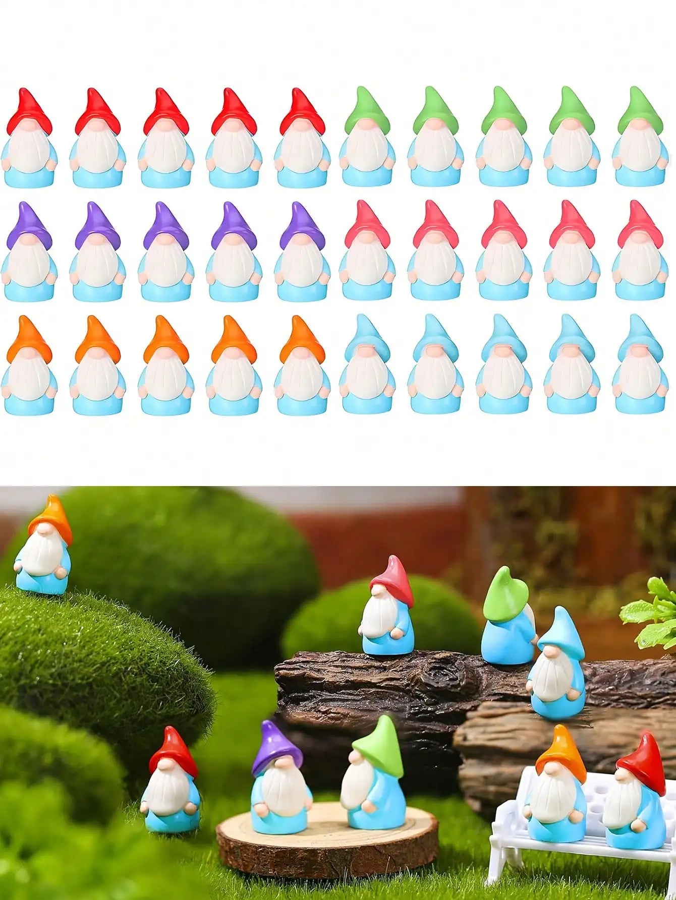 WichtelWunder Gartenwelt Mini-Gnom-Set 10 Stück | Harzfiguren | Lebendige Feengartendekorationen