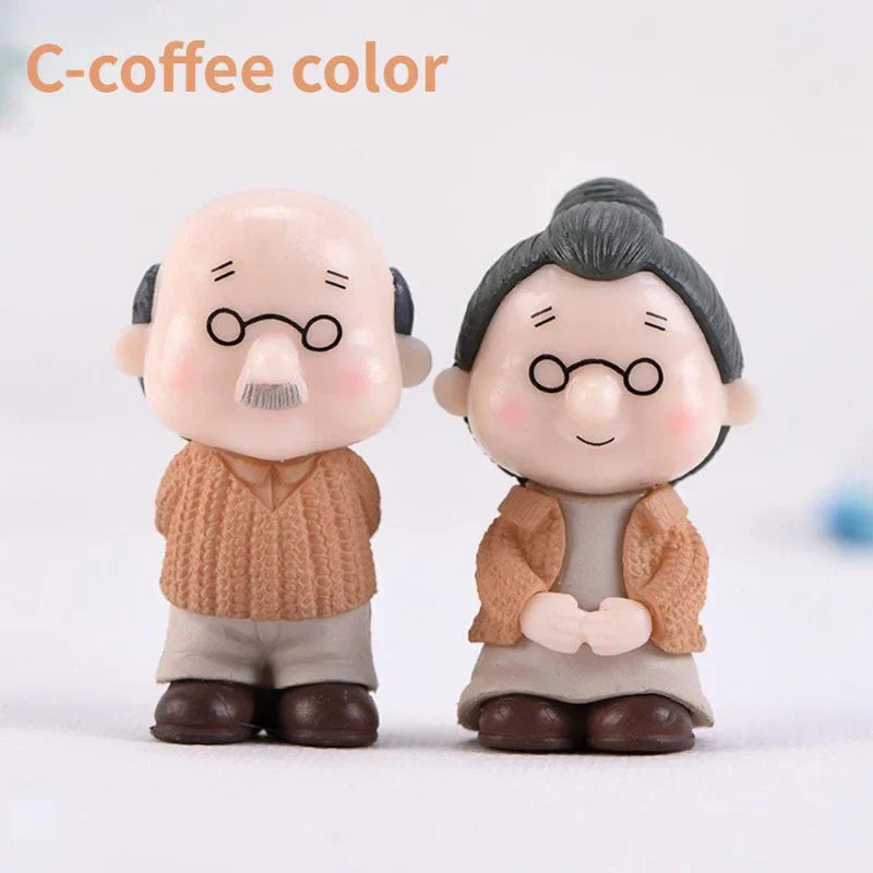 MiniLuv Figuren Set | Großmutter und Großvater Paar | Miniatur Garten- und Wohnkultur | PVC