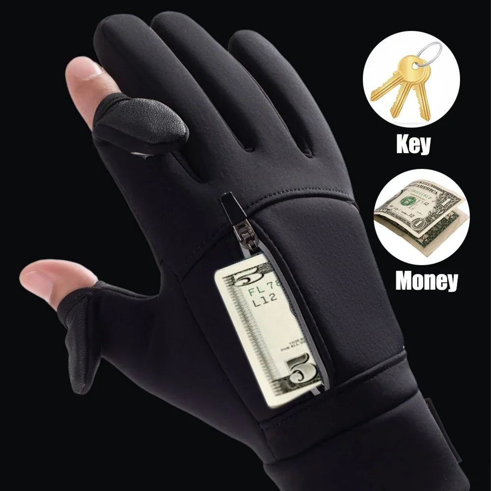 FrostGrip | Winterhandschuhe mit umklappbaren Fingerspitzen | Wasserdicht, Winddicht & Touchscreen-kompatibel | M–XL