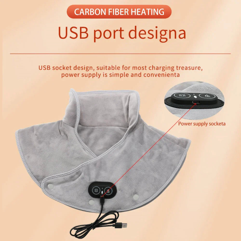 Wärme-Nacken- & Schultermassager ThermoLiva | USB-Heizkissen mit Vibration | 3 Temperaturstufen & Timer | Weicher Plüsch