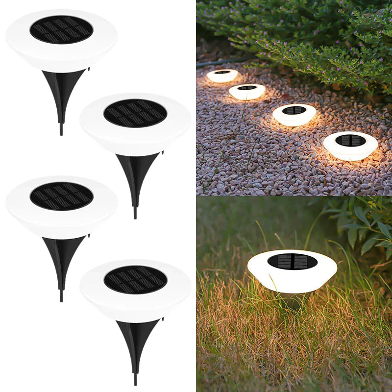 Solar-Bodenleuchte mit 14 LEDs und 360°-Bodenbeleuchtung – 4er-Set