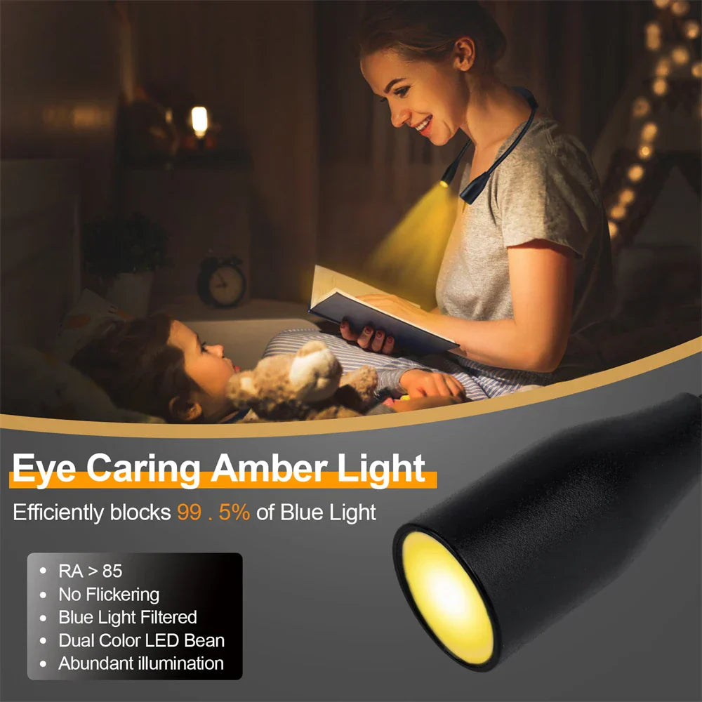 LED Nackenlampe LumiNeck | USB wiederaufladbar | 3 Lichtfarben & Stufenlos dimmbar | Flexibel & Tragbar
