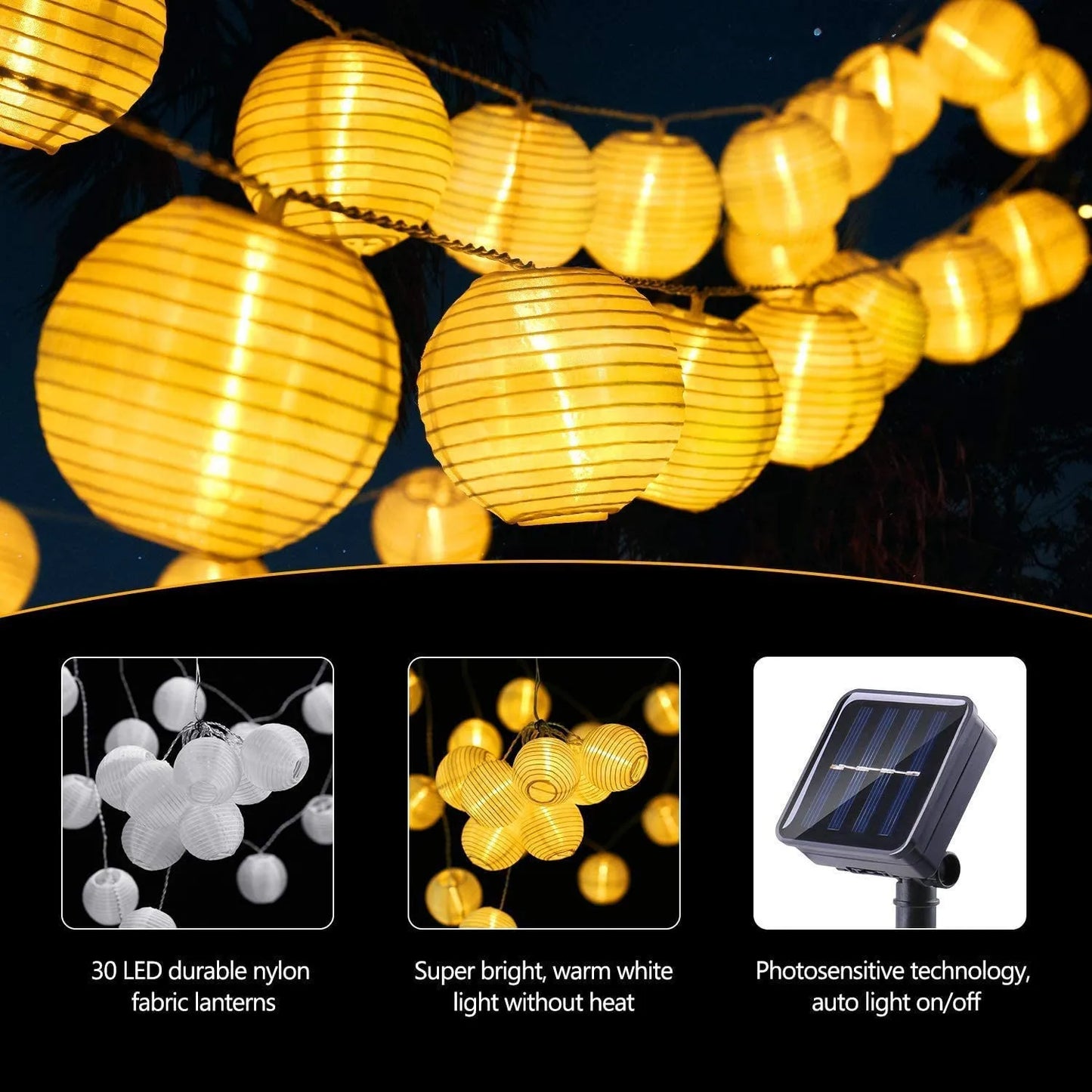 Solar-Laternenlichterkette mit LED – IP65 wasserdicht