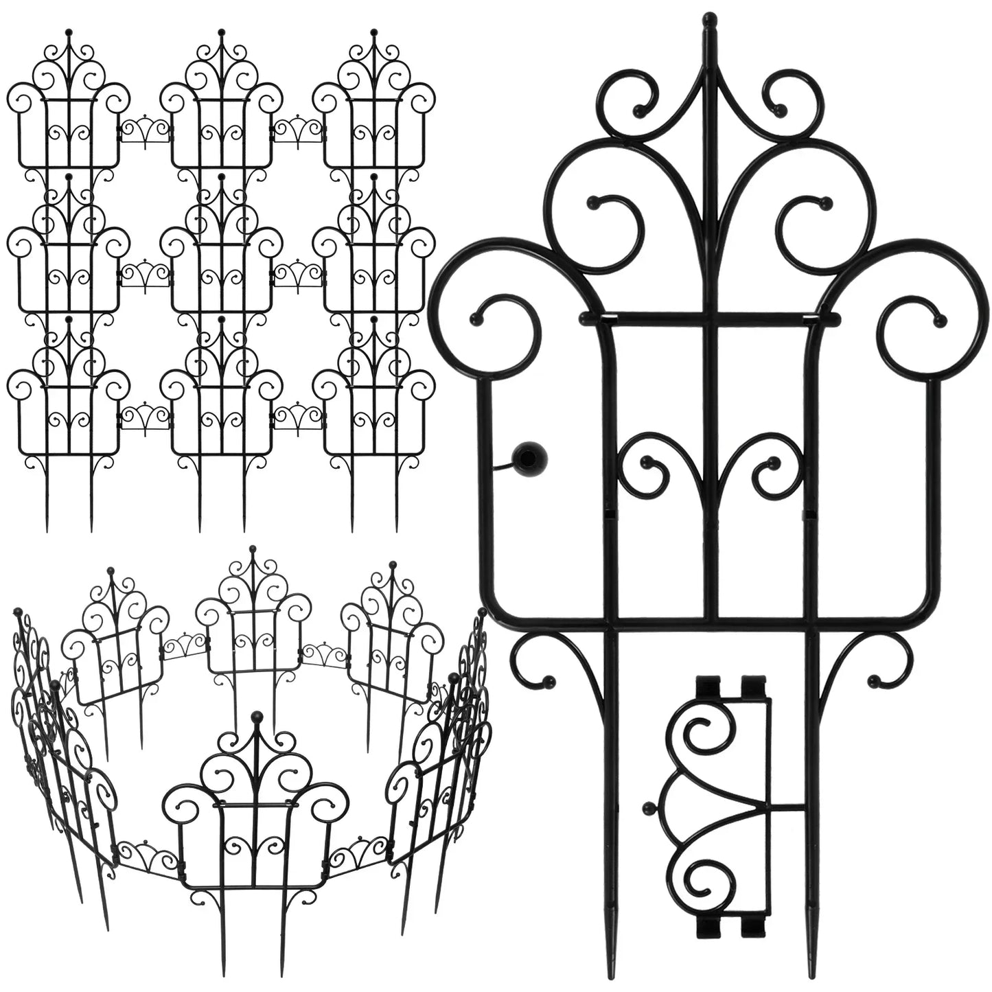 FlexiGarden Kunststoff Dekorativer Gartenzaun | 40 cm Höhe | Faltbar und Vielseitig | Packung mit 10 Stück