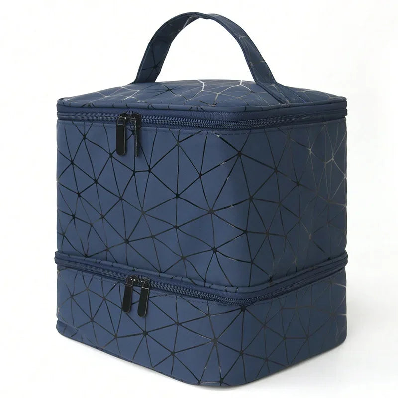 NailGlam Doppelstöckiger Nagellack-Organizer | Tragbare Kosmetiktasche für Frauen | Reise- und Aufbewahrungsbox