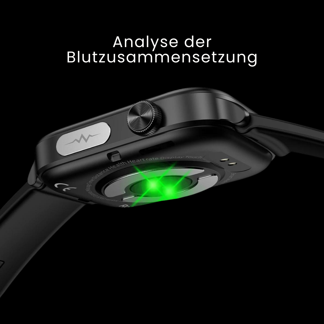 Uhr mit Blutzuckermessung | SOS-Notfallalarm & Vitalparameter-Tracking | GlucoCare SOS
