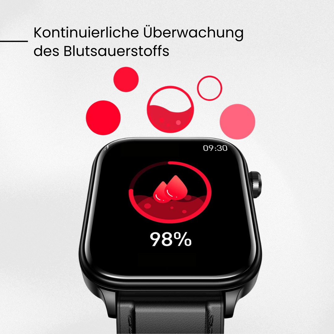 Uhr mit Blutzuckermessung | SOS-Notfallalarm & Vitalparameter-Tracking | GlucoCare SOS
