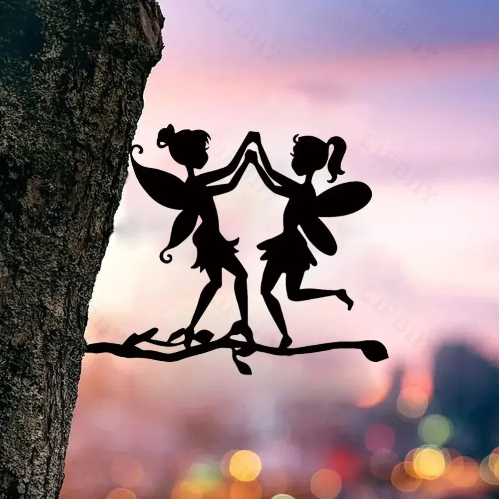 ArtVireo Metall Vogel Baum- & Gartendekor | Silhouetten von Vögeln/Drachen/Feen/Hunden | Außendekoration