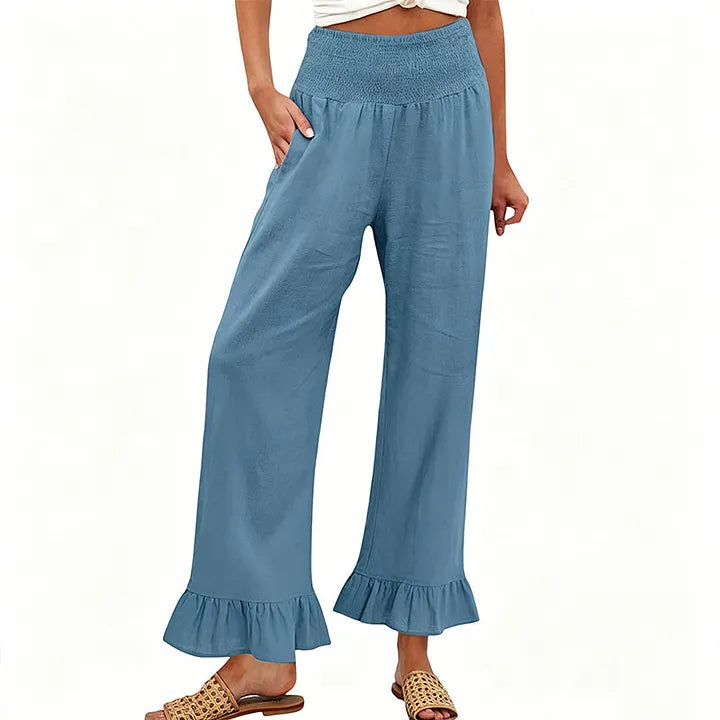Moriom - Boho Lounge Hose Aus Baumwolle Mit Rüschen
