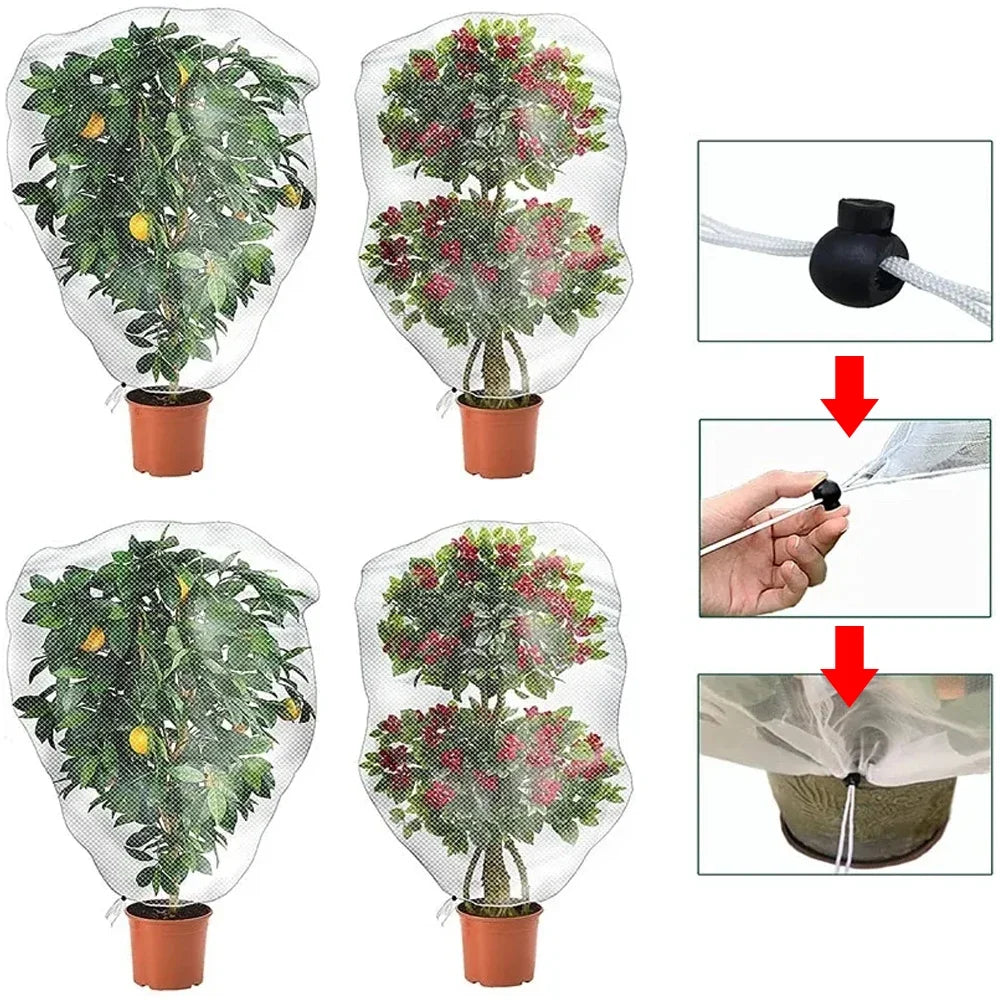 PlantGuard Pro Netzbeutel zum Pflanzenschutz | Nylon-Fruchtschutz | Kordelzugverschluss | Weiß