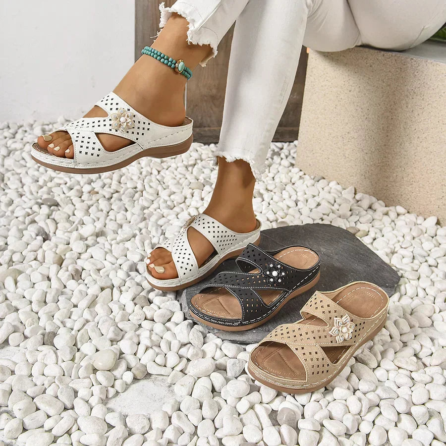 Kristine - Orthopädisch Blume Lässig Keilabsatz Sandalen
