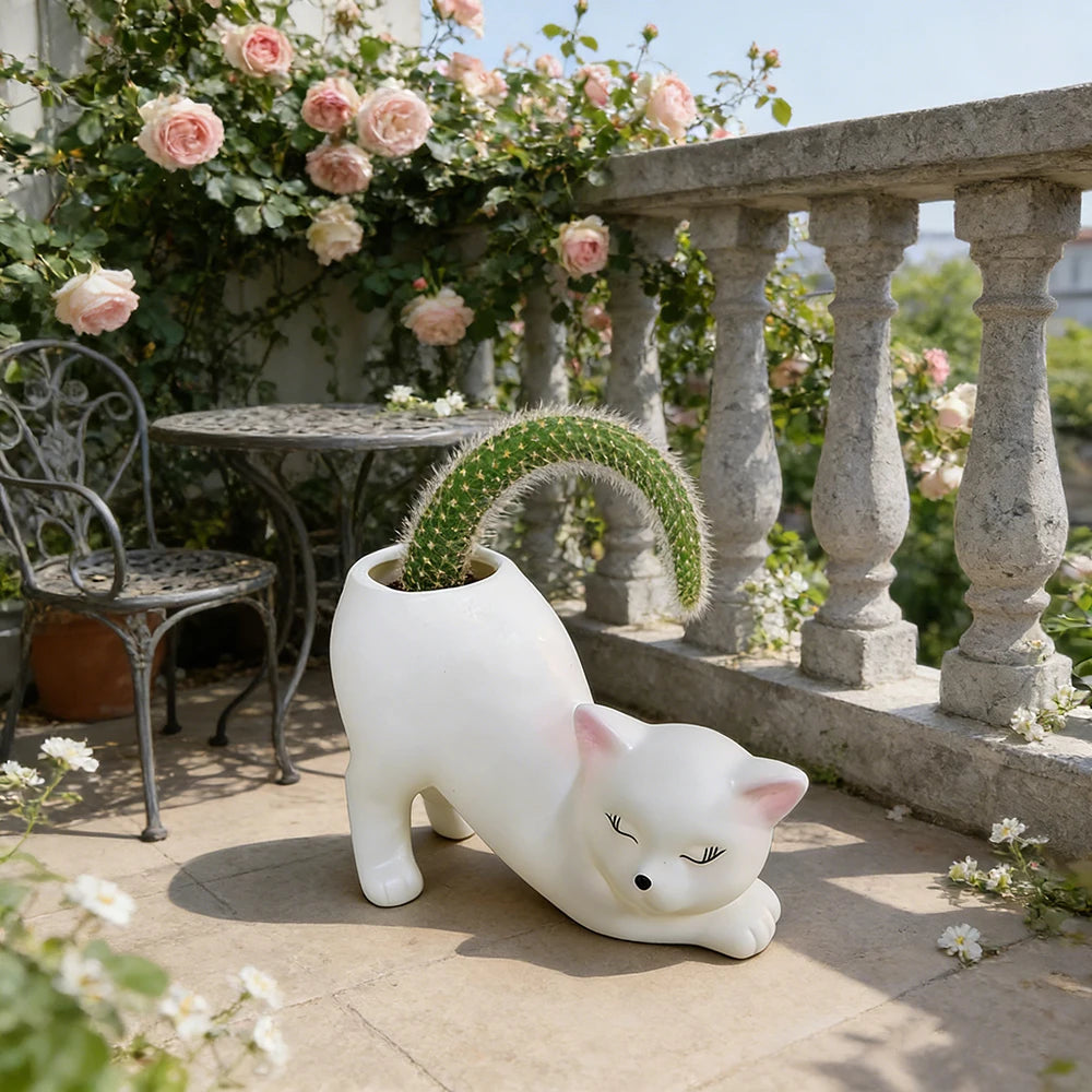 CatGarden Cartoon Katzen Schwanz Blumentopf | Innovatives Pflanzen Dekor | Sukkulenten & Kakteen für Garten, Balkon & Zuhause