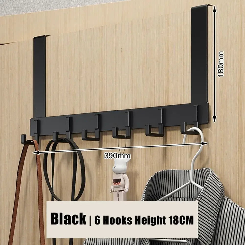 Hangiva Türhaken Organizer | 6 Haken | Aluminium Garderobe für Türen | Keine Bohrung erforderlich | Passend für Türen 4,1–4,5 cm