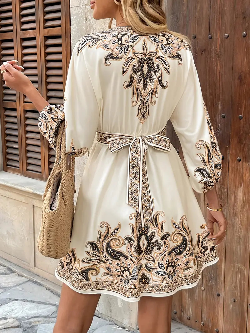Gwenda – A-Linien-Kleid Mit V-Ausschnitt Und Paisley Drucken