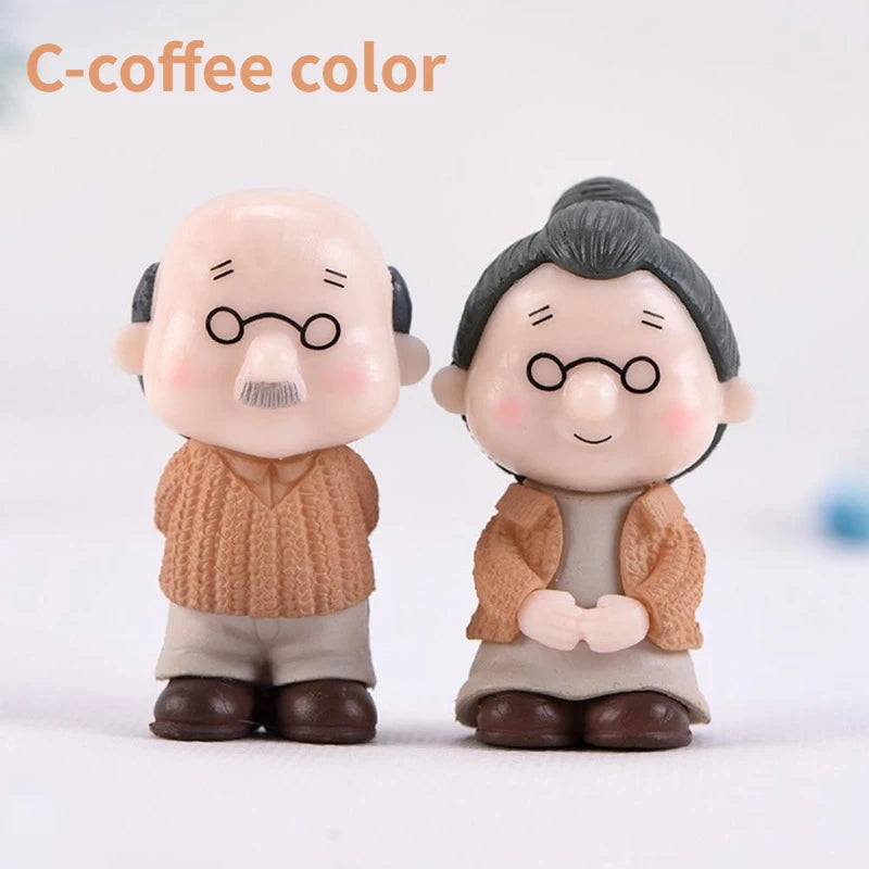 MiniLuv Figuren Set | Großmutter und Großvater Paar | Miniatur Garten- und Wohnkultur | PVC