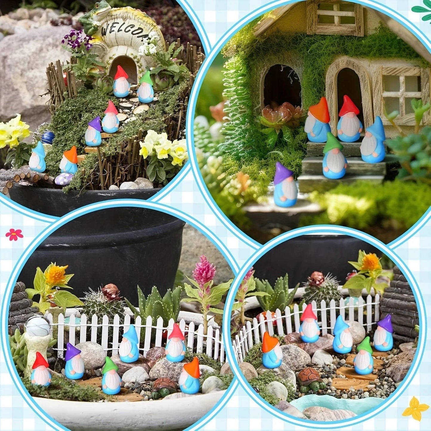 WichtelWunder Gartenwelt Mini-Gnom-Set 10 Stück | Harzfiguren | Lebendige Feengartendekorationen