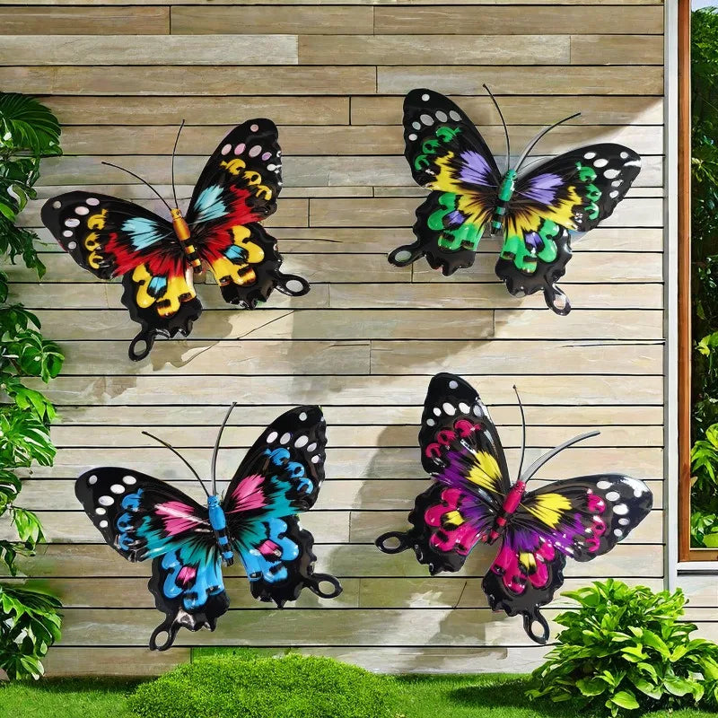 FLORAVENTO Metall-Schmetterlings-Wandkunst Set | 4er Pack | Rostbeständig | Geeignet für Garten & Zaun