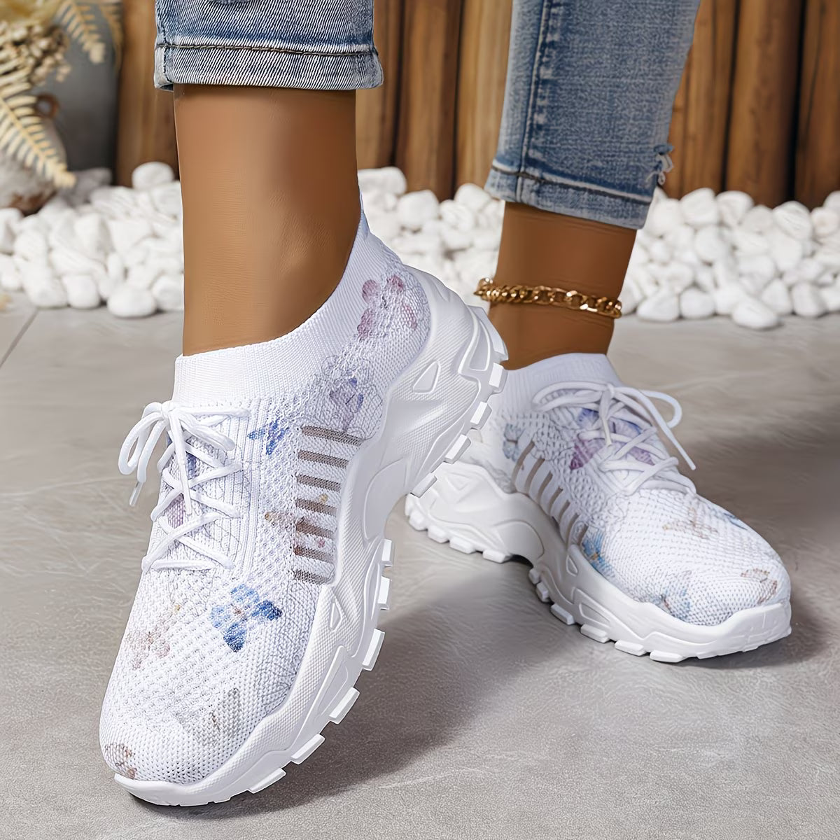 Destinee - Schmetterlingsmuster Schnür Turnschuh