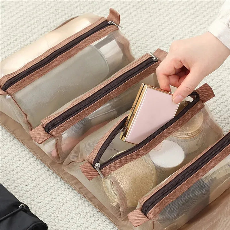 FlexiGlam Tasche 4-in-1 Abnehmbare Kosmetiktasche | Geräumig & Tragbar | Faltbarer Reise-Beauty-Organizer