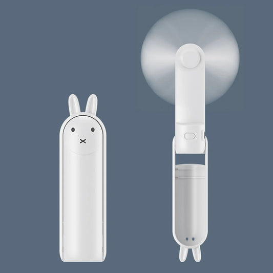 BreezeBuddy Mini USB Handventilator | Wiederaufladbarer Tragbarer Tischventilator | Cartoon-Stil | Faltbares und Kompaktes Design