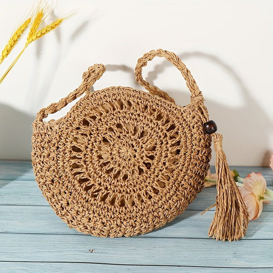 Daniela – Stylische geflochtene Strohtasche mit Quaste