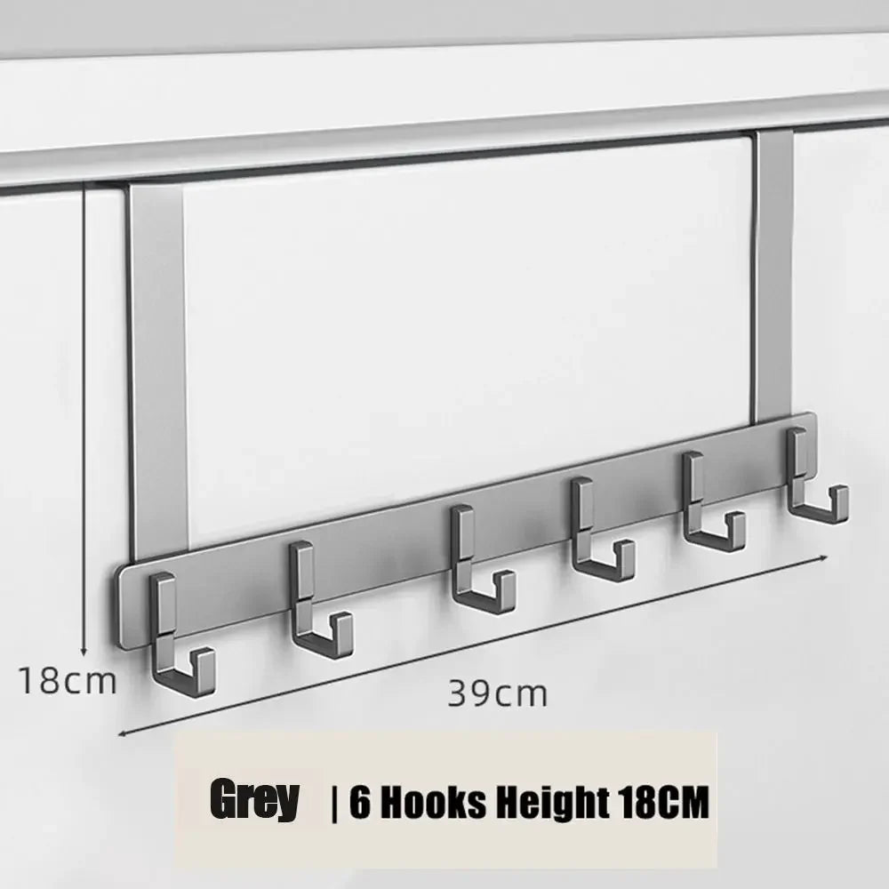 Hangiva Türhaken Organizer | 6 Haken | Aluminium Garderobe für Türen | Keine Bohrung erforderlich | Passend für Türen 4,1–4,5 cm