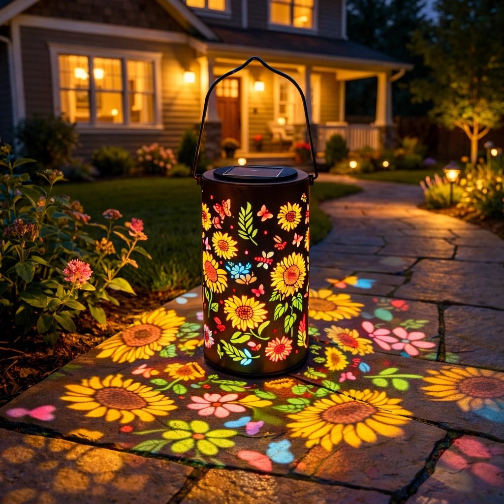Solar-Gartenlaterne mit LED-Lichtprojektion