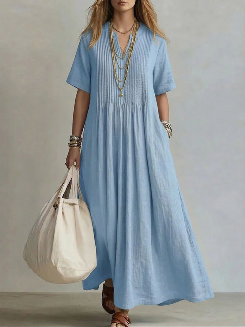 Betsaida – Elegantes Kleid Mit V-Ausschnitt Und kurzen Ärmeln