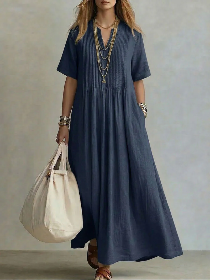 Betsaida – Elegantes Kleid Mit V-Ausschnitt Und kurzen Ärmeln