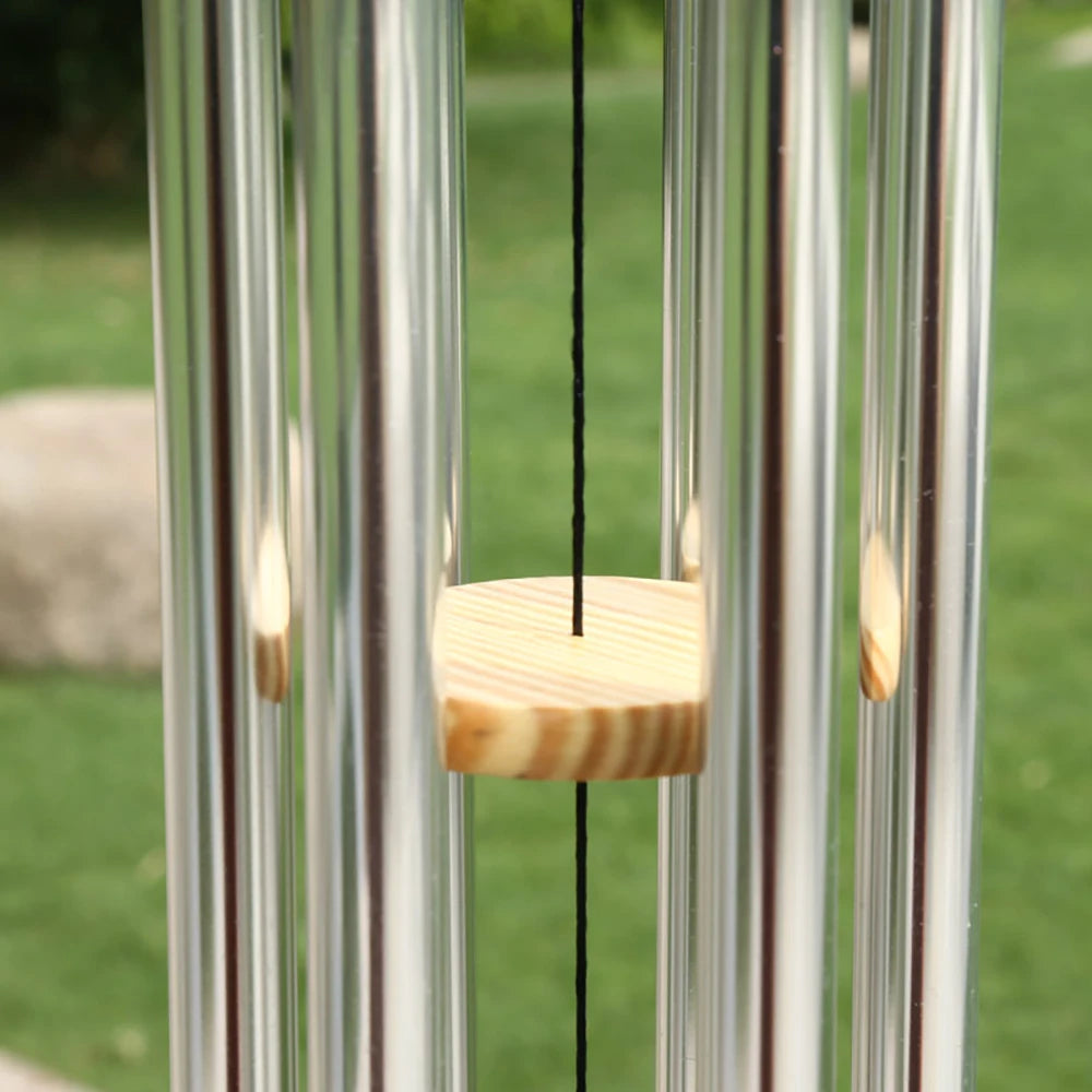 Bellora 6-Röhren Silber Windspiel | Glockenton | Garten- und Haustür- sowie Wanddekoration