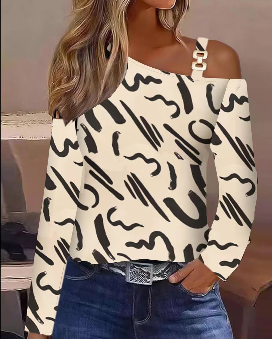 Off-Shoulder Bluse mit Metallknopf für Alltag & Büro