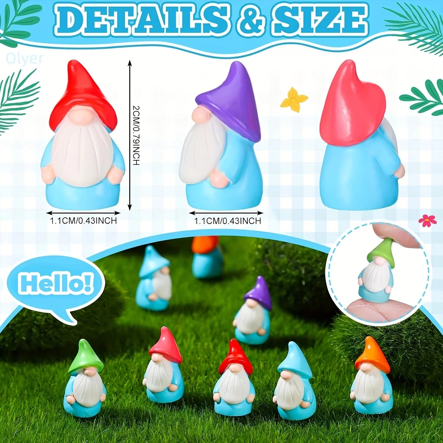 WichtelWunder Gartenwelt Mini-Gnom-Set 10 Stück | Harzfiguren | Lebendige Feengartendekorationen