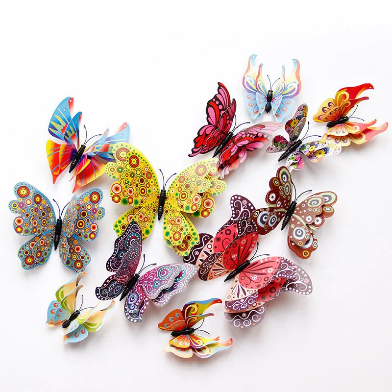 Walloria 3D Schmetterlings-Wandsticker-Set | 12 Stück | Magnetisch & Doppellagig