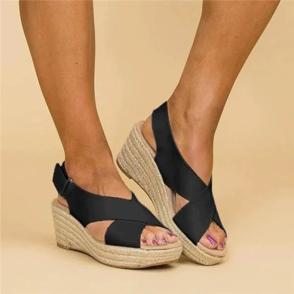 Isadora | Sandalen Orthopädische Sommerschuhe mit Weichem Fußbett und Eleganten Keilabsatz