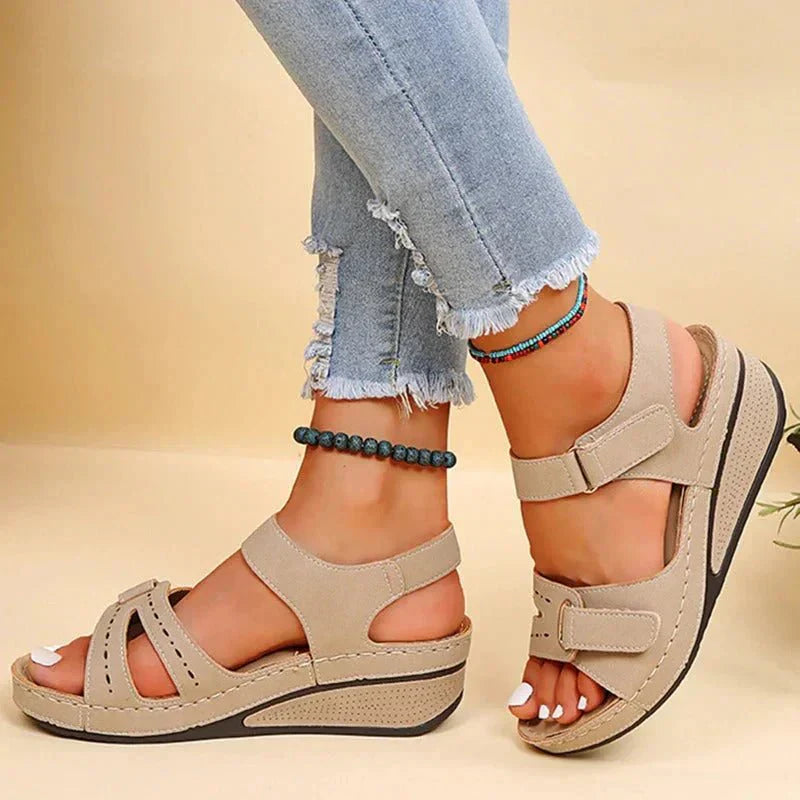 Damen Bequeme Verstellbare Riemen Plattform Sandalen | Offene Zehe