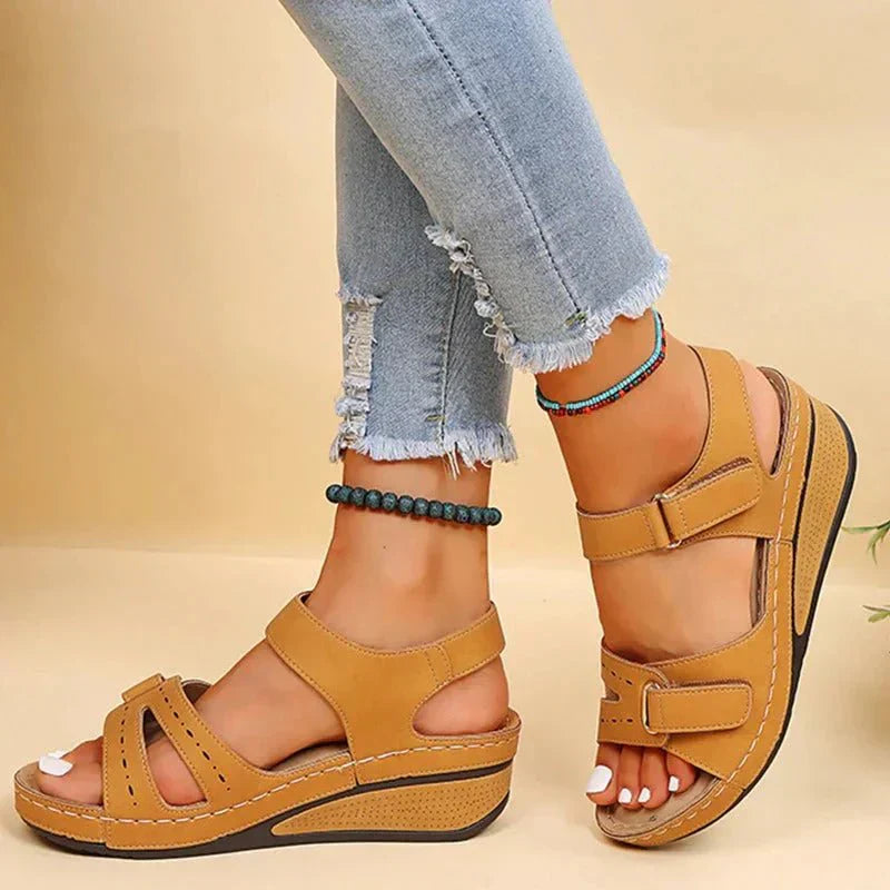 Damen Bequeme Verstellbare Riemen Plattform Sandalen | Offene Zehe