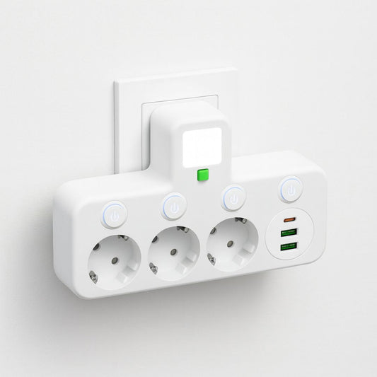 PowerGrid | Steckdosenleiste mit 3 Steckdose | Mehrfachsteckdose mit USB & Schalter