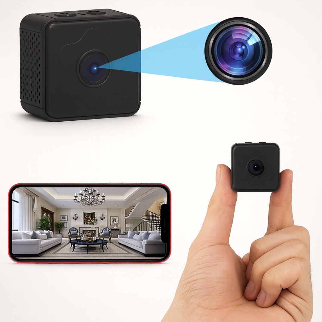 Überwachungskamera für außen & innen | Mini WLAN Kamera mit Live Übertragung auf Handy | Kabellos & Kompakt | MiniWächter