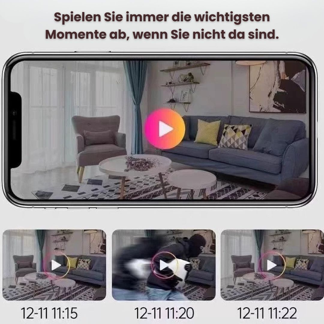 Überwachungskamera für außen & innen | Mini WLAN Kamera mit Live Übertragung auf Handy | Kabellos & Kompakt | MiniWächter